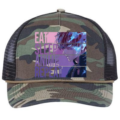 Graphic Academia My Hero Todoroki Eat Sleep Anime Repeat Retro Rope Trucker Hat Cap