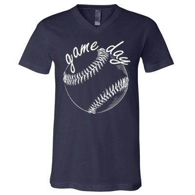 Game Day Baseball Fan V-Neck T-Shirt