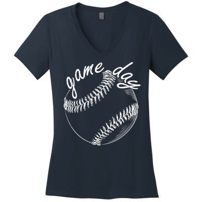 Game Day Baseball Fan Women's V-Neck T-Shirt