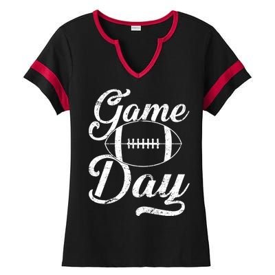 Game Day Football Fan Ladies Halftime Notch Neck Tee