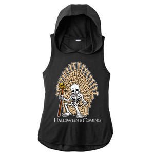 Game of Bones Halloween Is Coming  Ladies PosiCharge Tri-Blend Wicking Draft Hoodie Tank