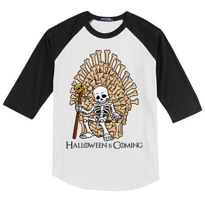 Game of Bones Halloween Is Coming  Kids Colorblock Raglan Jersey
