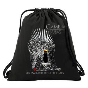 Game of Paws Drawstring Bag