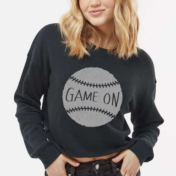 Game On Baseball Cropped Pullover Crew