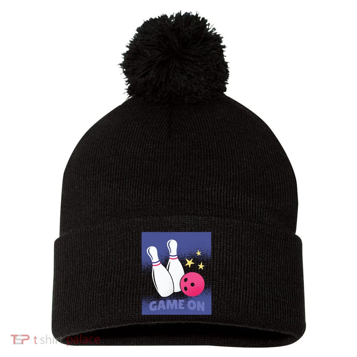 Game On Bowling Pom Pom 12in Knit Beanie