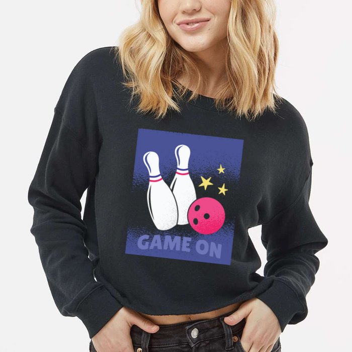 Game On Bowling Cropped Pullover Crew