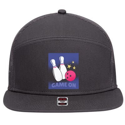 Game On Bowling 7 Panel Mesh Trucker Snapback Hat