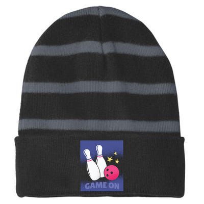 Game On Bowling Striped Beanie with Solid Band