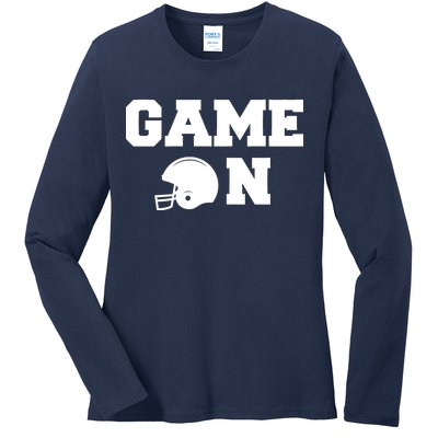 Game On Football Fan Helmet Ladies Long Sleeve Shirt