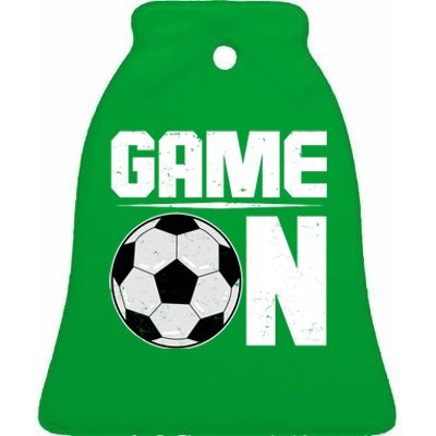 Game On Soccer Fan Ceramic Bell Ornament