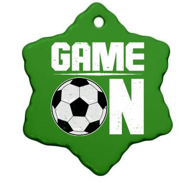 Game On Soccer Fan Ceramic Star Ornament