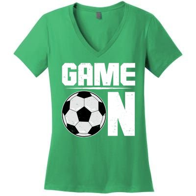 Game On Soccer Fan Women's V-Neck T-Shirt