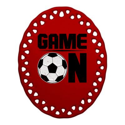 Game On Soccer Fan Ceramic Oval Ornament