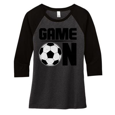 Game On Soccer Fan Women's Tri-Blend 3/4-Sleeve Raglan Shirt