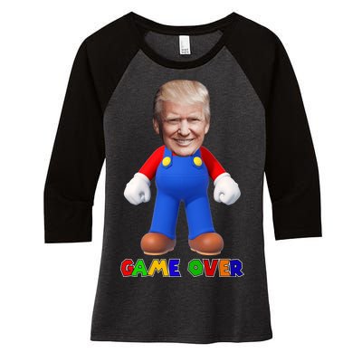 Game Over Donald J Trump Women's Tri-Blend 3/4-Sleeve Raglan Shirt