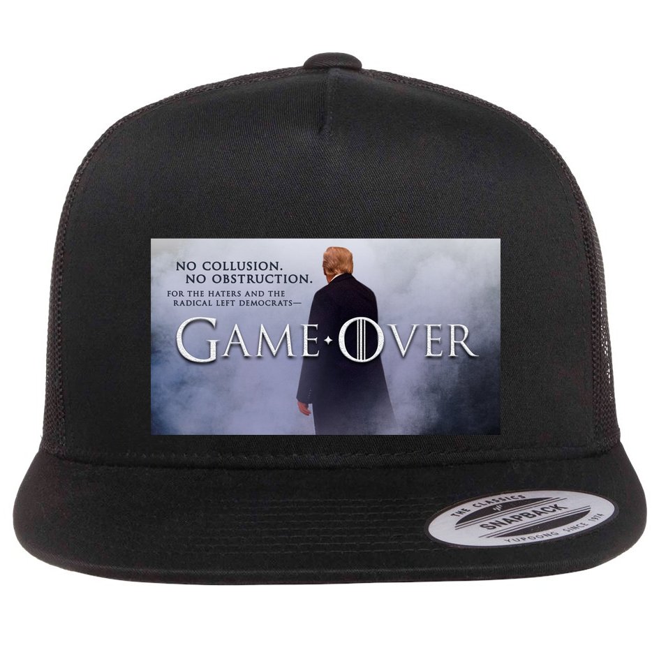 Game Over Donald J Trump No Collusion  Flat Bill Trucker Hat