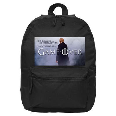 Game Over Donald J Trump No Collusion  16 in Basic Backpack