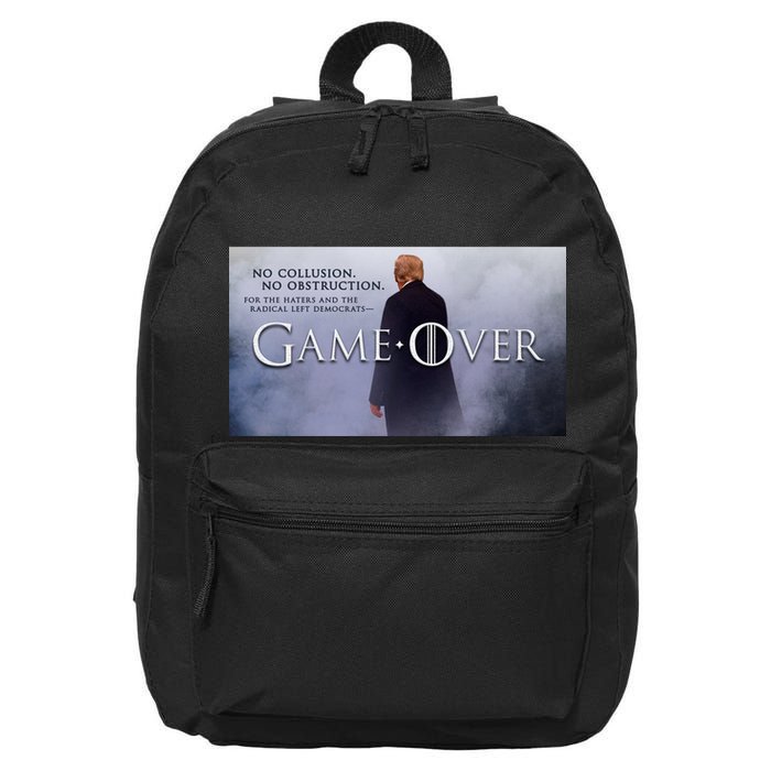 Game Over Donald J Trump No Collusion  16 in Basic Backpack