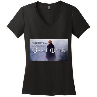 Game Over Donald J Trump No Collusion  Women's V-Neck T-Shirt