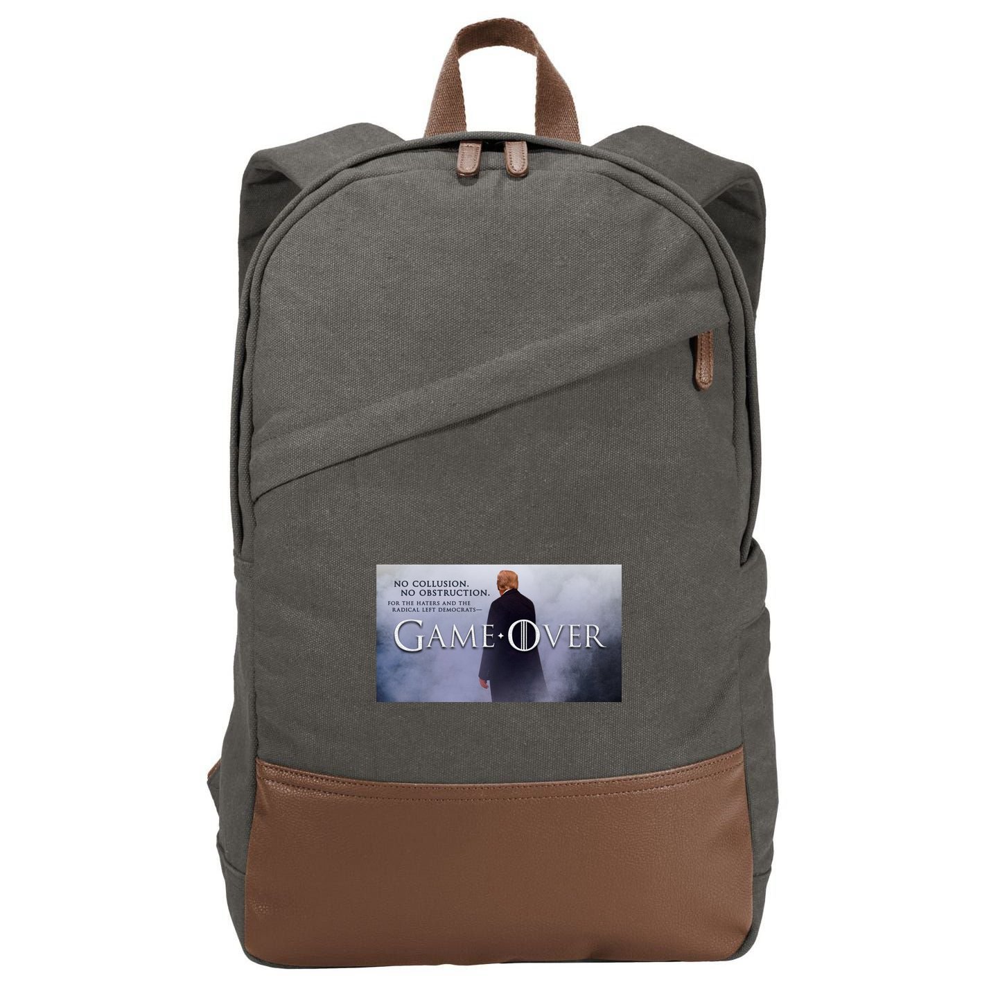 Game Over Donald J Trump No Collusion  Cotton Canvas Backpack