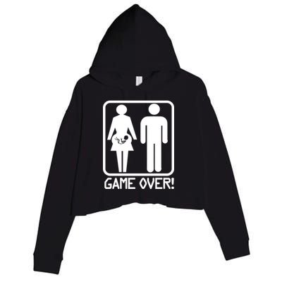 Game Over Pregnant Funny Crop Fleece Hoodie