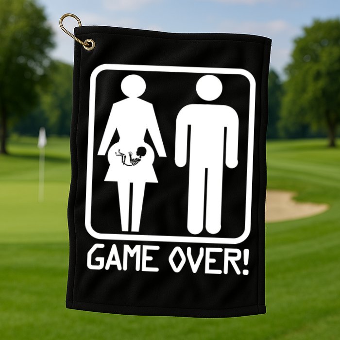 Game Over Pregnant Funny Golf Towel