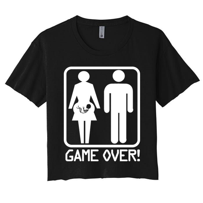 Game Over Pregnant Funny Women's Crop Top Tee