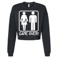 Game Over Pregnant Funny Cropped Pullover Crew