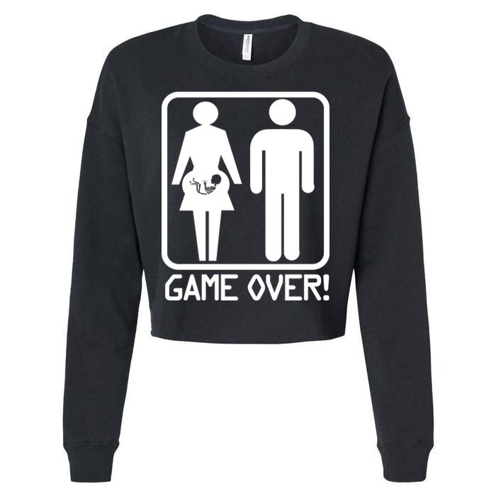 Game Over Pregnant Funny Cropped Pullover Crew