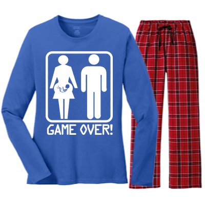 Game Over Pregnant Funny Women's Long Sleeve Flannel Pajama Set 