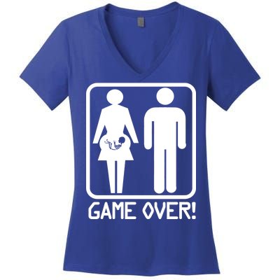 Game Over Pregnant Funny Women's V-Neck T-Shirt