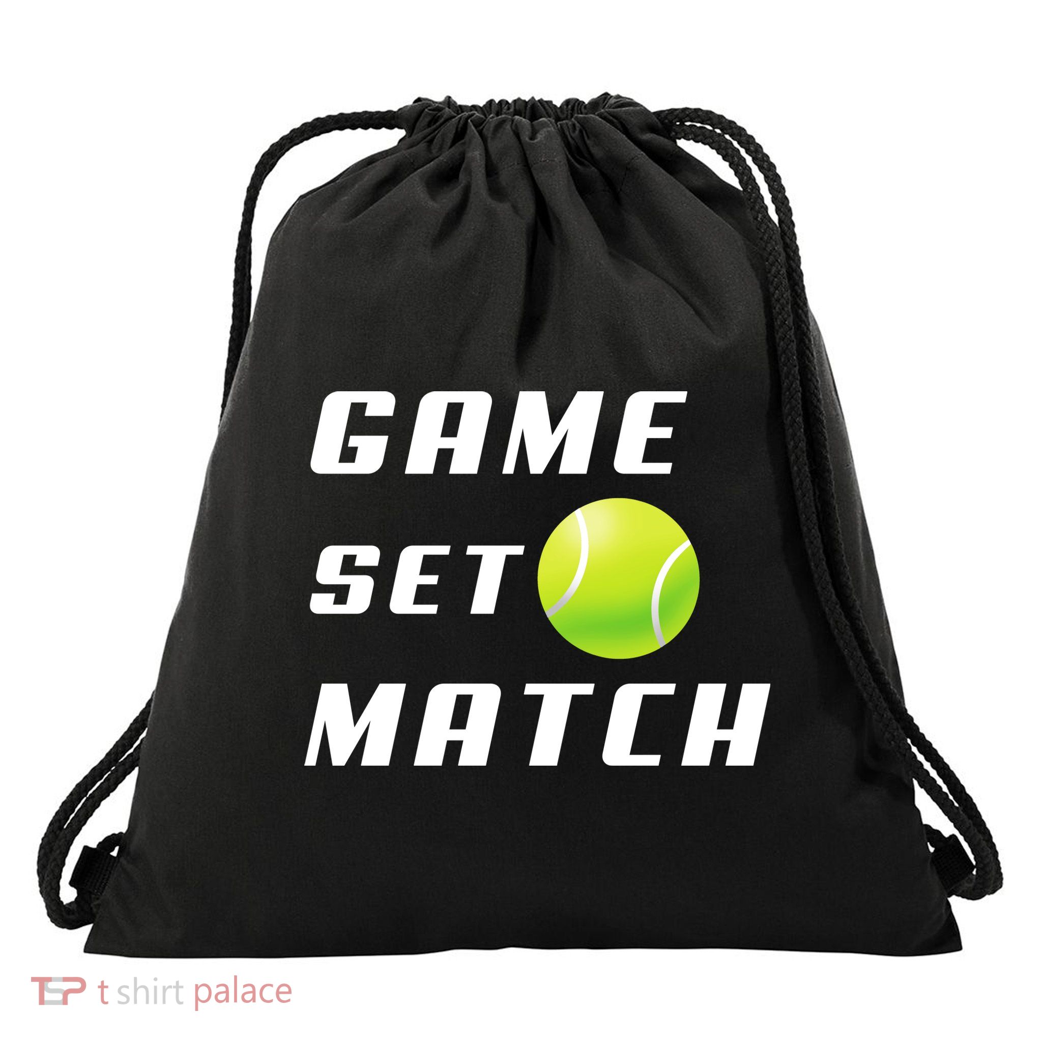 Game Set Match Tennis Drawstring Bag