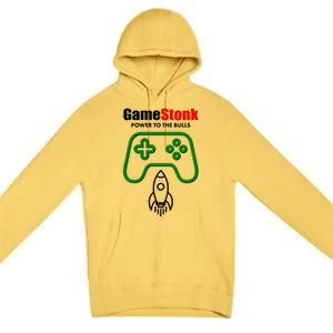 Game Stonk Power To The Bull Game Stop Stock Market Premium Pullover Hoodie