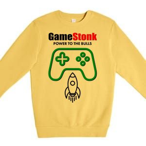 Game Stonk Power To The Bull Game Stop Stock Market Premium Crewneck Sweatshirt