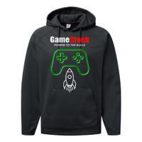 Game Stonk Power To The Bull Game Stop Stock Market Performance Fleece Hoodie