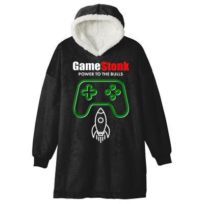 Game Stonk Power To The Bull Game Stop Stock Market Hooded Wearable Blanket