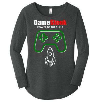 Game Stonk Power To The Bull Game Stop Stock Market Women's Perfect Tri Tunic Long Sleeve Shirt