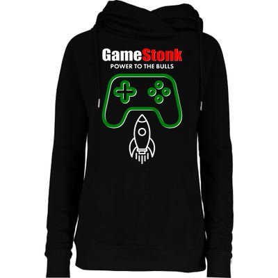 Game Stonk Power To The Bull Game Stop Stock Market Womens Funnel Neck Pullover Hood