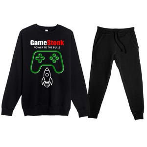 Game Stonk Power To The Bull Game Stop Stock Market Premium Crewneck Sweatsuit Set