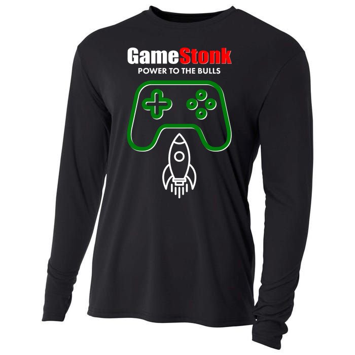 Game Stonk Power To The Bull Game Stop Stock Market Cooling Performance Long Sleeve Crew