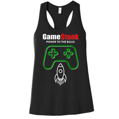 Game Stonk Power To The Bull Game Stop Stock Market Women's Racerback Tank