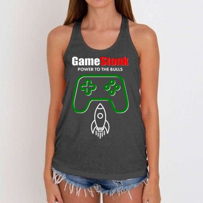 Game Stonk Power To The Bull Game Stop Stock Market Women's Knotted Racerback Tank