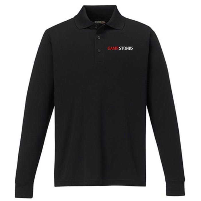 Game Stonks Performance Long Sleeve Polo