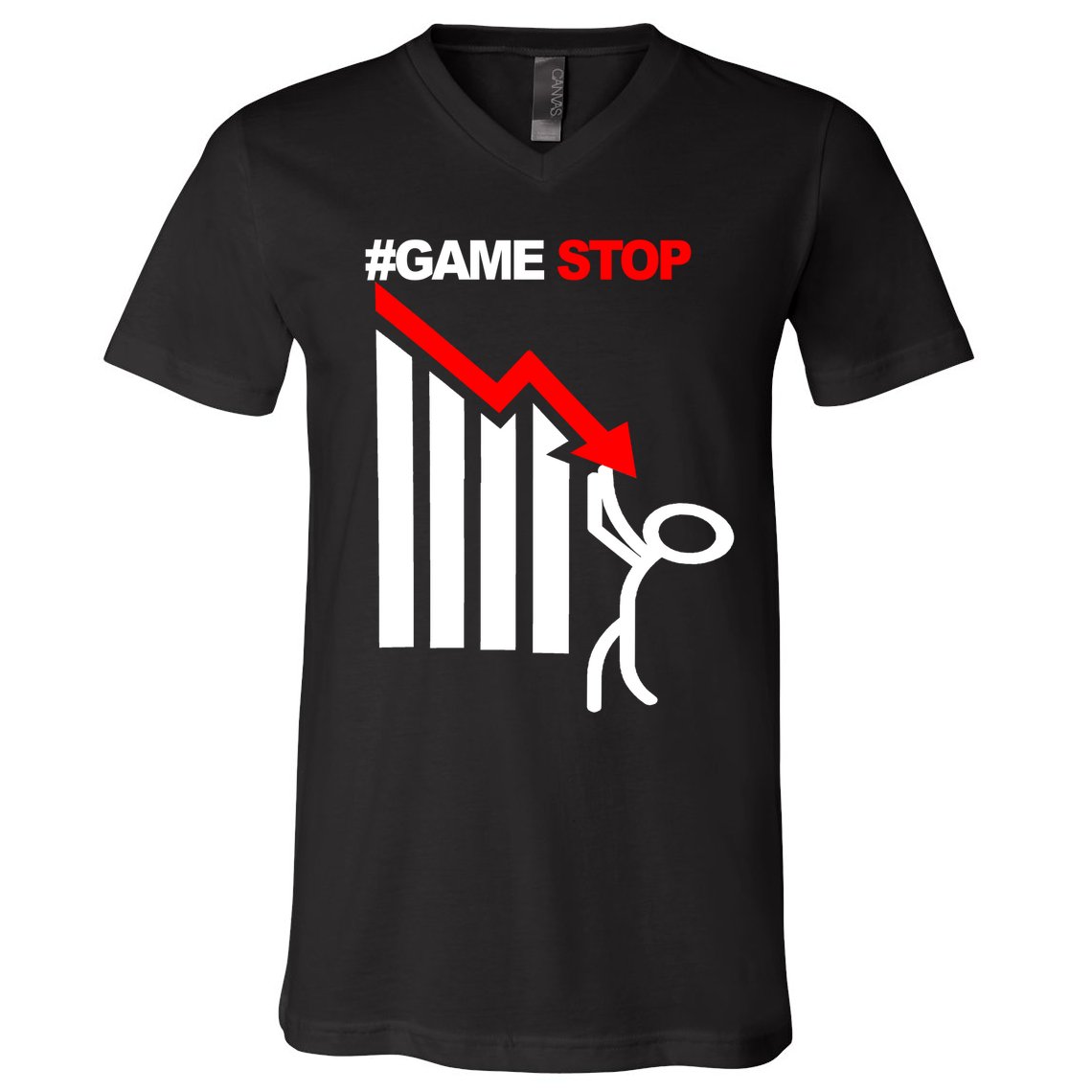Game Stop Decline Fall Stock Invest V-Neck T-Shirt