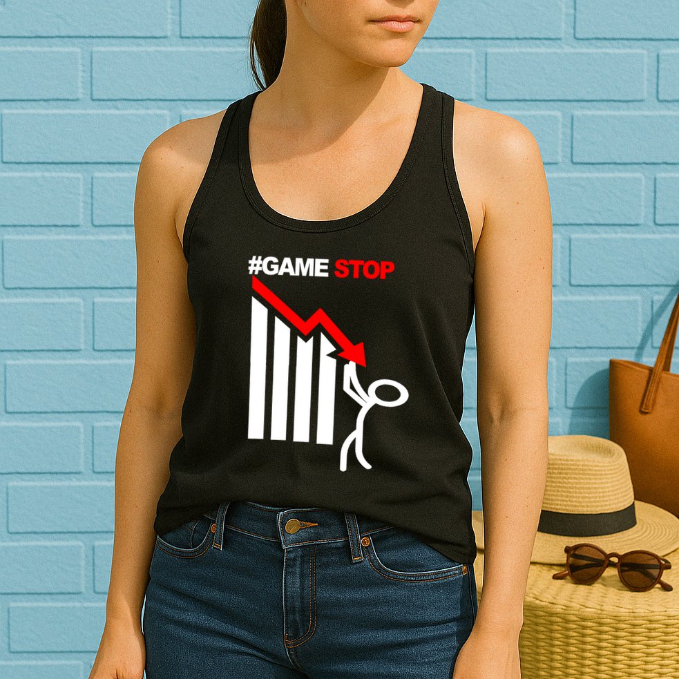 Game Stop Decline Fall Stock Invest Womens Tank Top