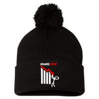 Game Stop Decline Fall Stock Invest Pom Pom 12in Knit Beanie