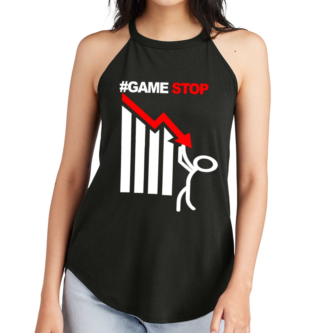 Game Stop Decline Fall Stock Invest Women's Perfect Tri Rocker Tank