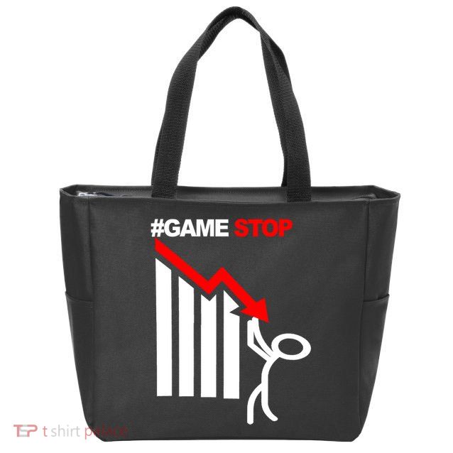 Game Stop Decline Fall Stock Invest Zip Tote Bag