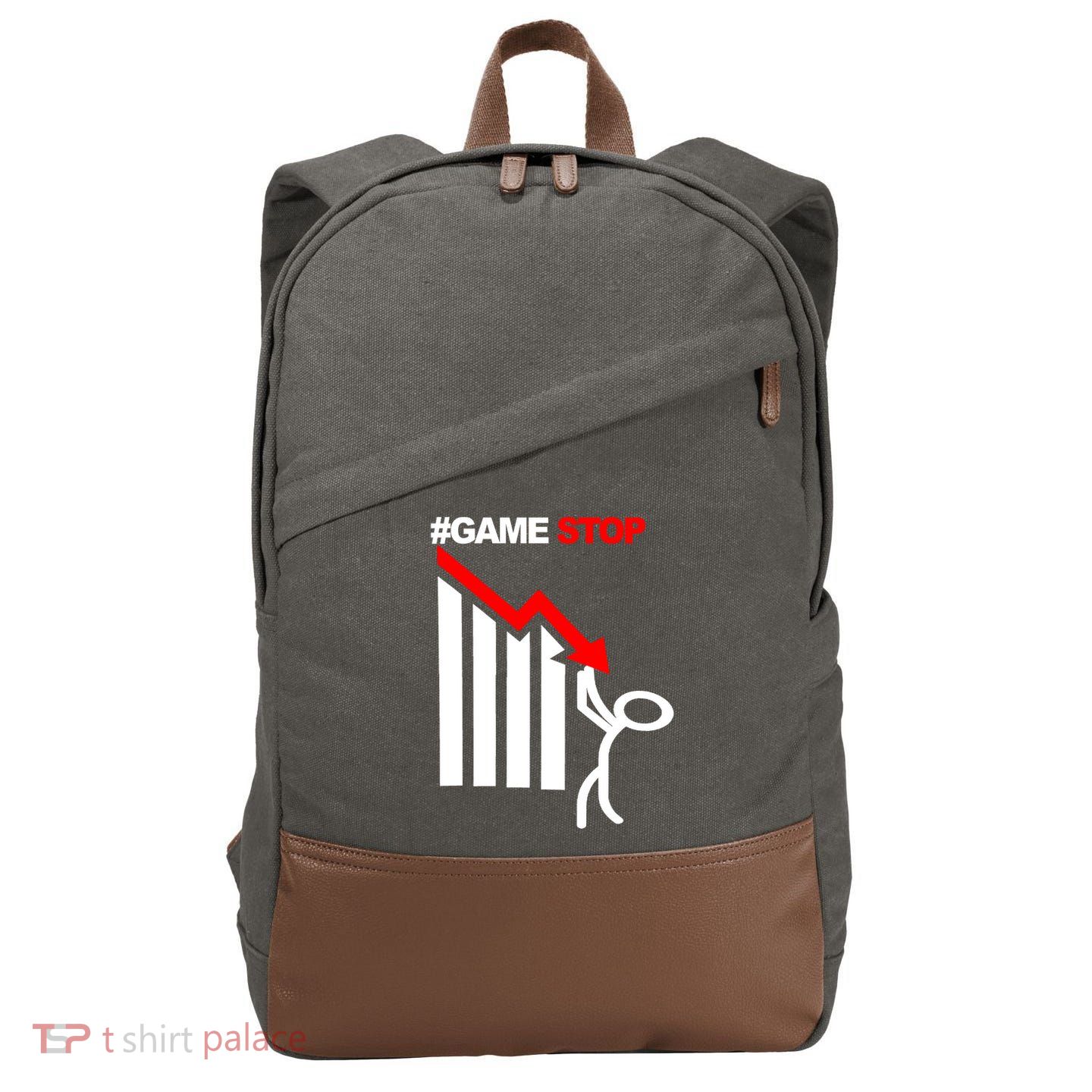 Game Stop Decline Fall Stock Invest Cotton Canvas Backpack