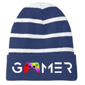 Gamer Striped Beanie with Solid Band